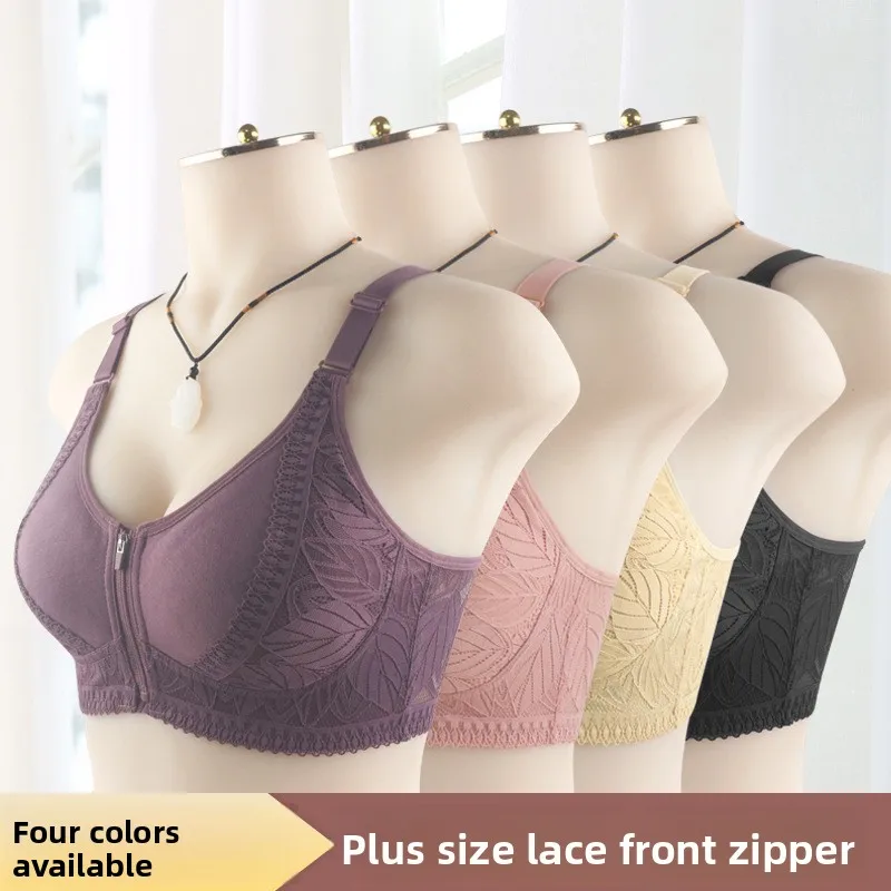 Wirefree Bra Comfort - Plus Size Front Zipper Bra Soft