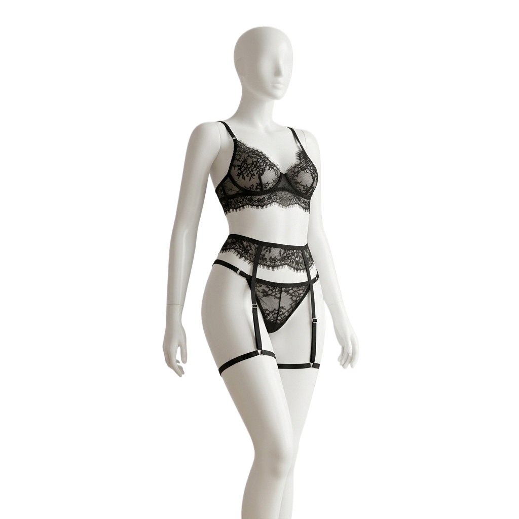 Lingerie Underwear Set Eyelash - Lace Bralette Set recension och pris